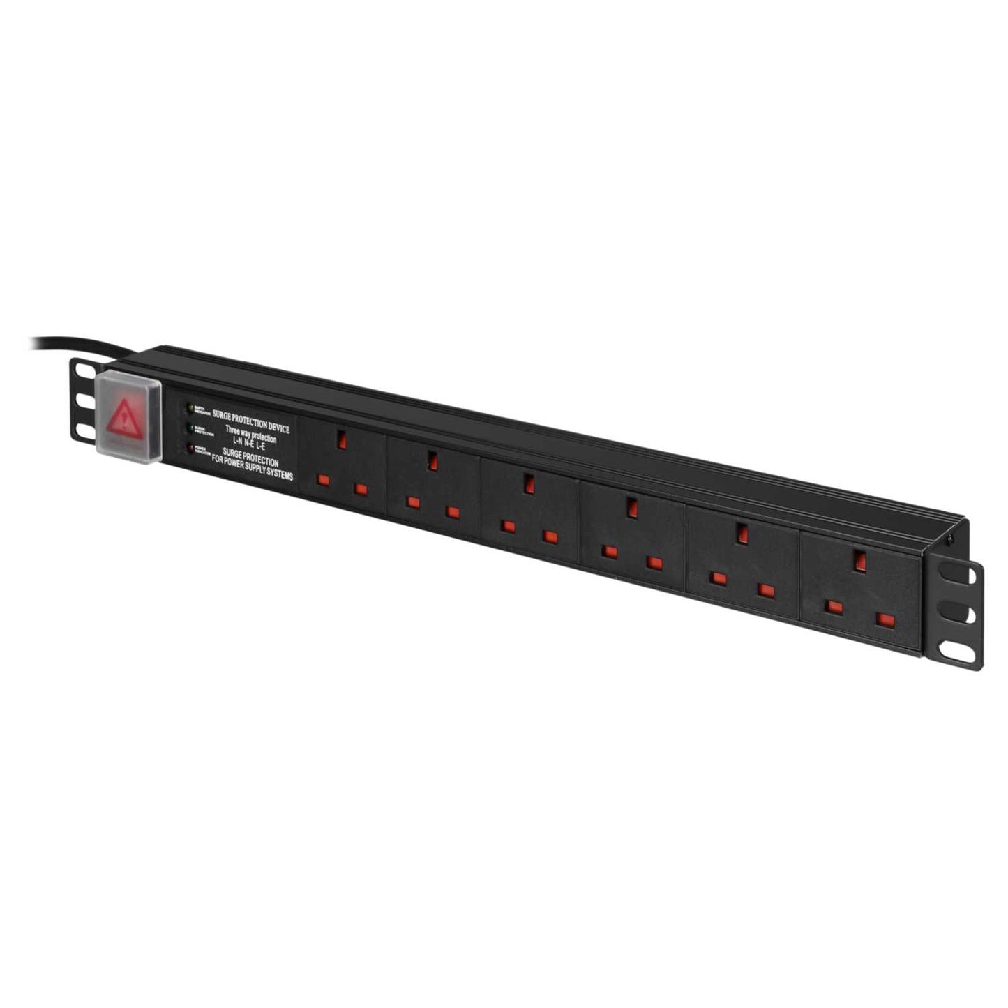Emitex 1U 6 Way Horizontal PDU 13A Surge Protected