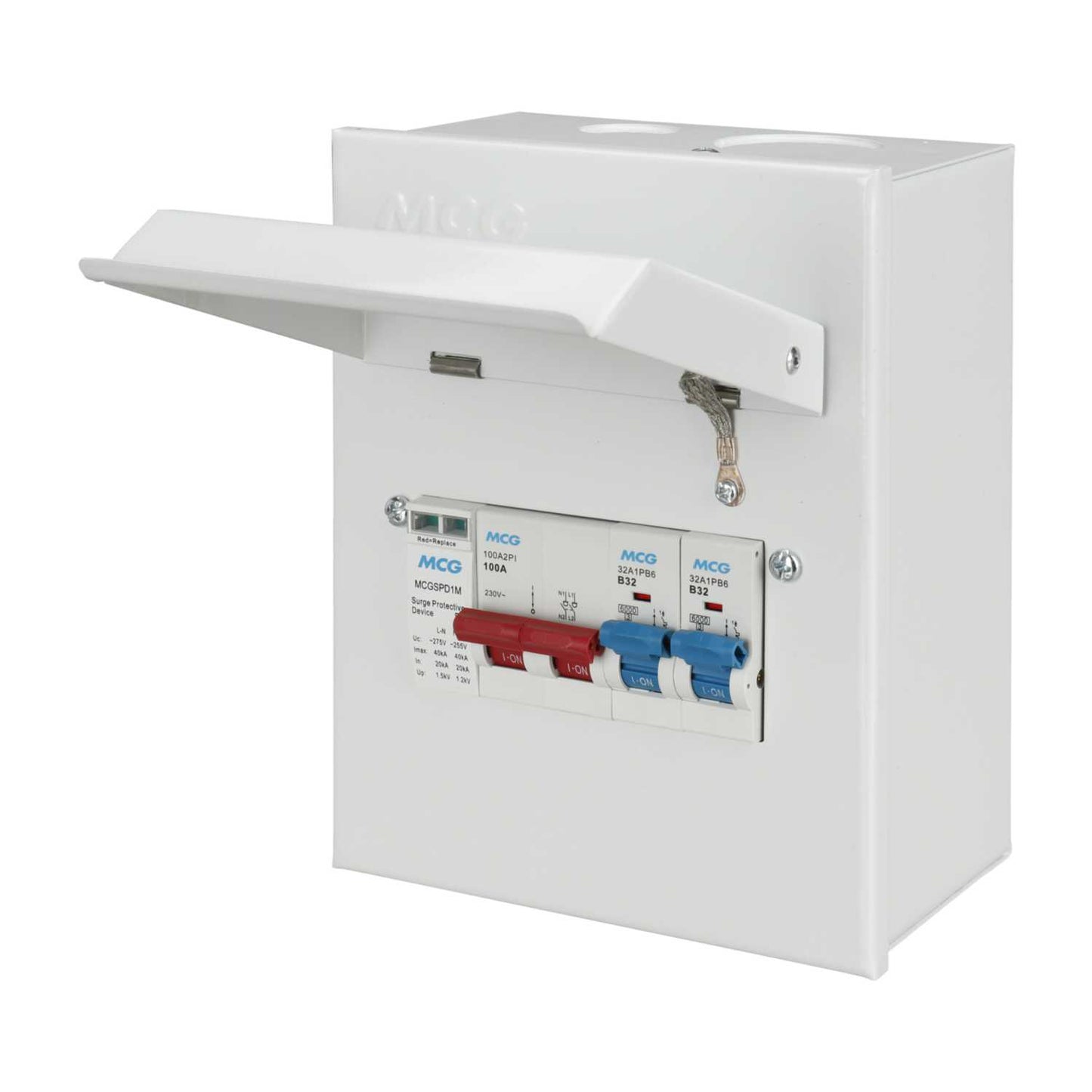 MCG EV EV Metal Clad Distribution Board with 2 x 32A B Curve MCBs and Type 2 SPD