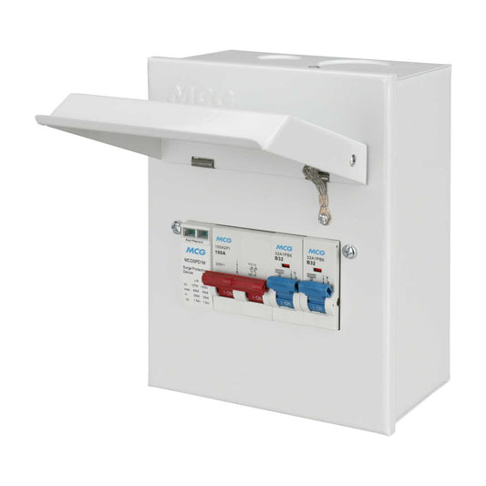 MCG EV EV Metal Clad Distribution Board with 2 x 32A B Curve MCBs and Type 2 SPD
