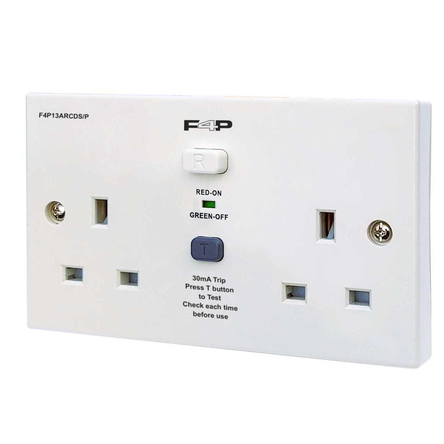 F4P 13A 2 Gang Unswitched Type A RCD Socket
