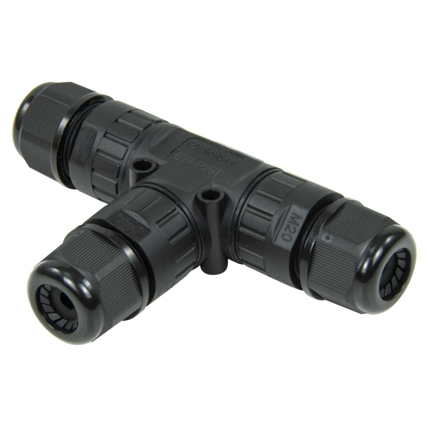 F4P 16A In-Line 3 Pole Tee Connector IP68 Black