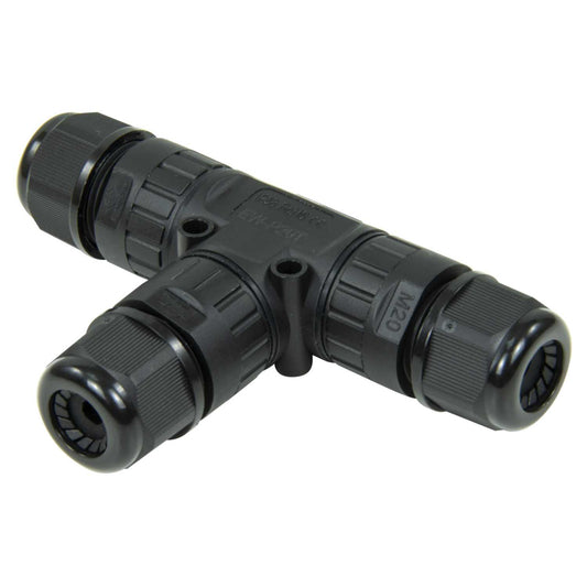 F4P 16A In-Line 3 Pole Tee Connector IP68 Black