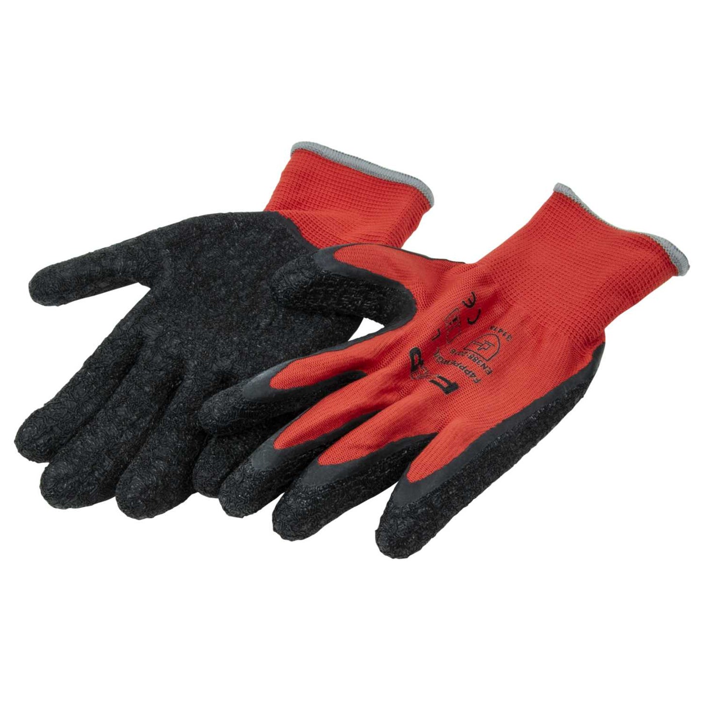 F4P Large Latex Dipped Work Gloves Black and Red