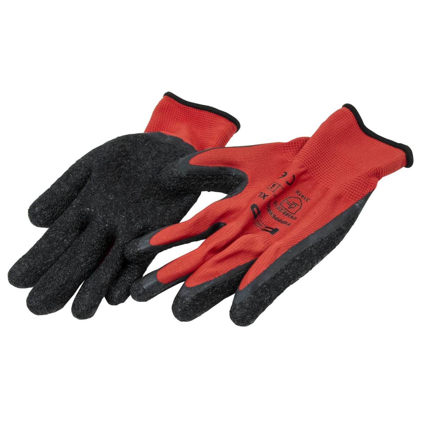 F4P X Large Latex Dipped Work Gloves Black and Red