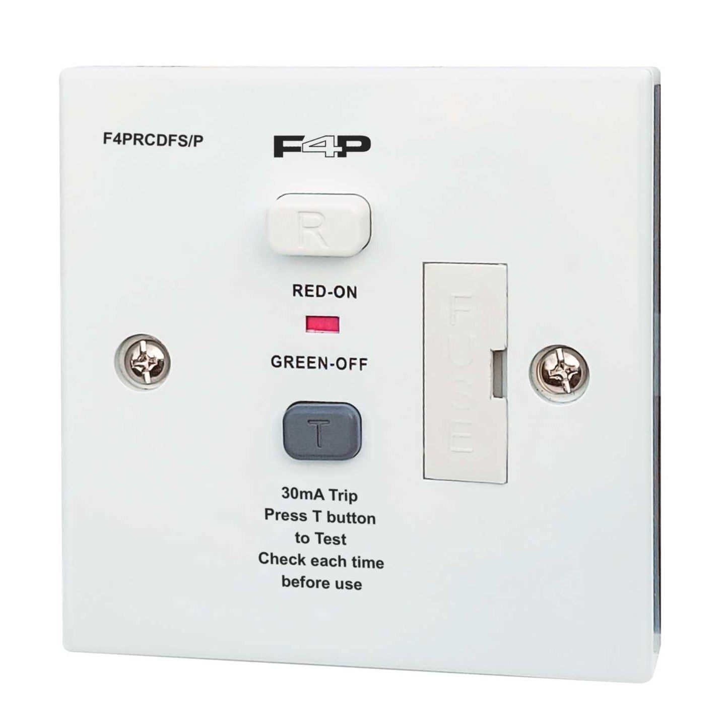 F4P 13A Type A RCD Fused Spur White