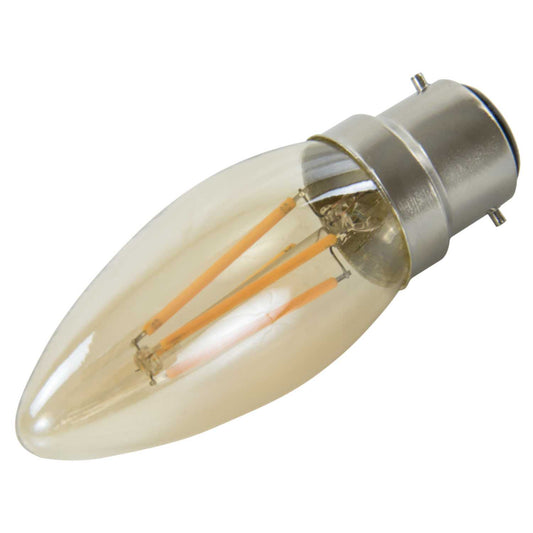 Fusion 4W BC LED Dimmable Filament Vintage Candle Lamp Amber 2200K