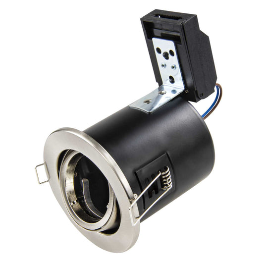 Fusion 50W GU10 Fire Rated Tilt Downlight Satin Nickel