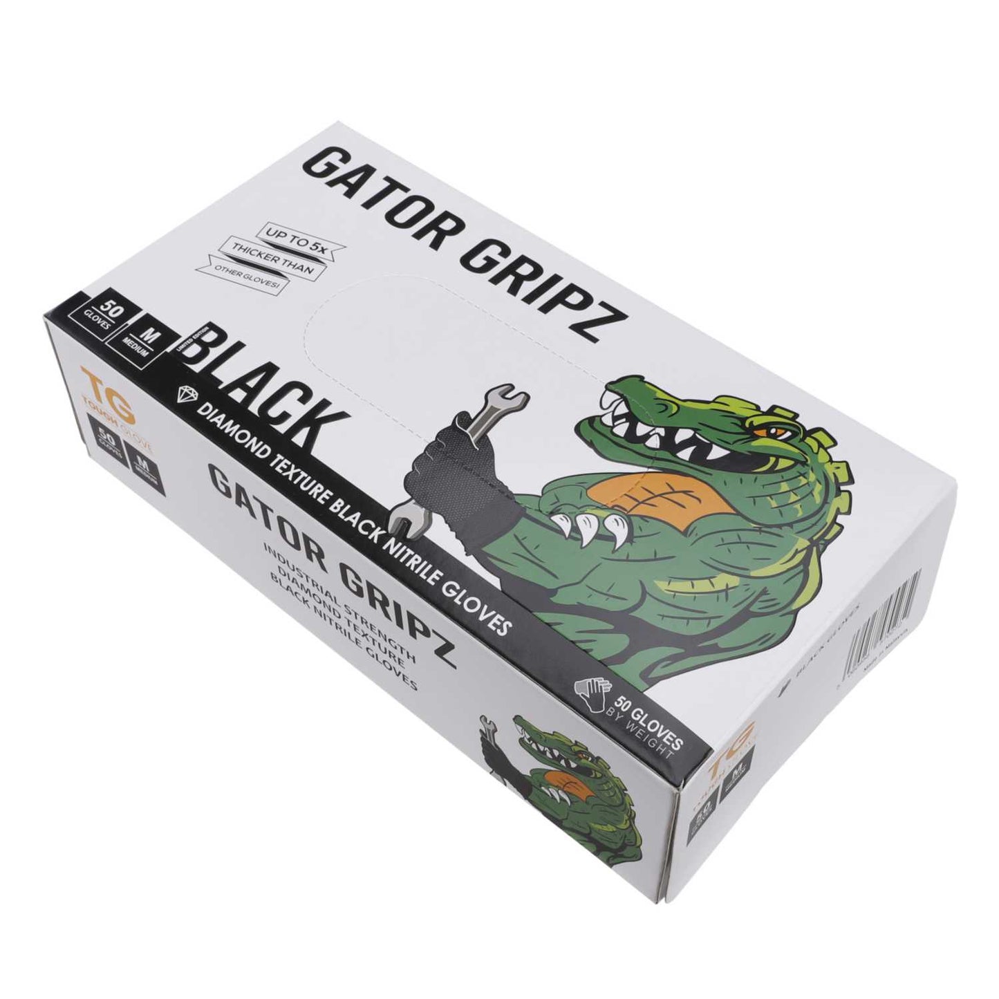 Tough Glove Medium Gator Gripz Nitrile Gloves Black (Pack of 50)