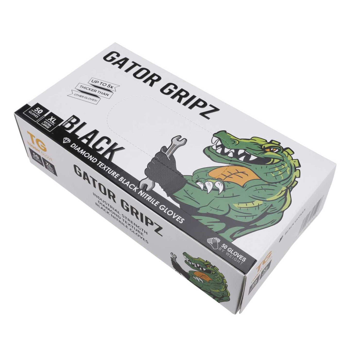 Tough Glove X Large Gator Gripz Nitrile Gloves Black (Pack of 50)