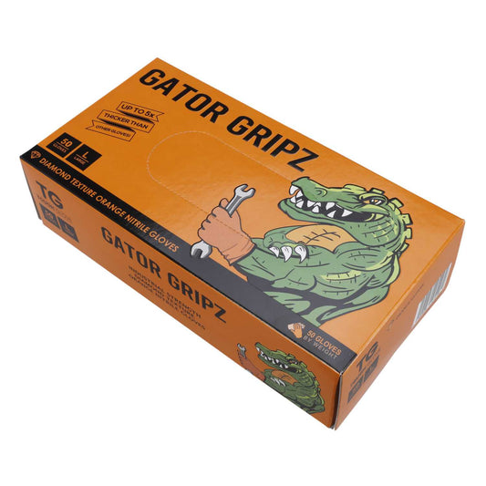 Tough Glove Medium Gator Gripz Nitrile Gloves Orange (Pack of 50)