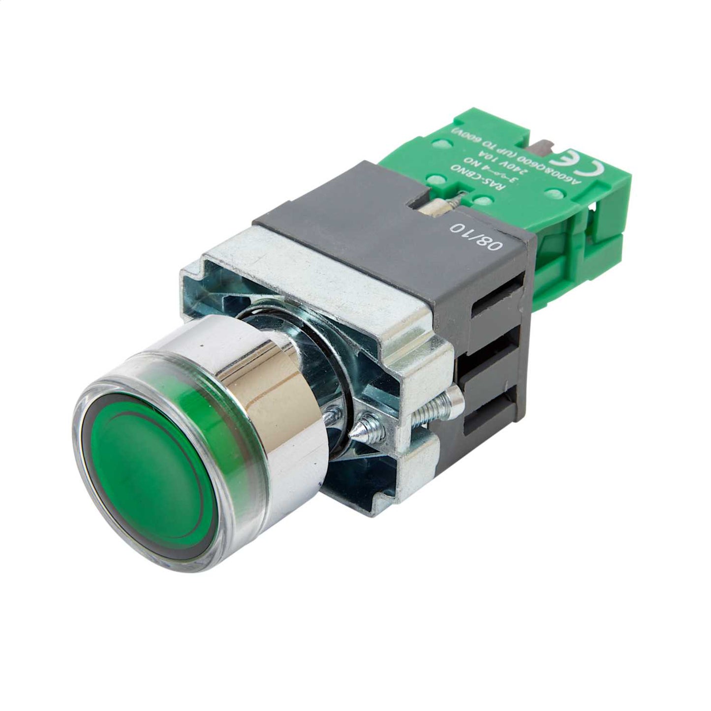 MCG Green Illuminated Pushbutton 1 NO Contact 230V Lampholder without Lamp