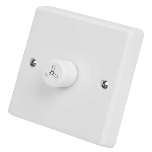 Varilight 250W 1 Way Rotary Fan Regulator White Knob