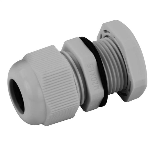 MCG 20mm IP68 Long Thread Compression Gland with Locknut Grey (Pack of 10)