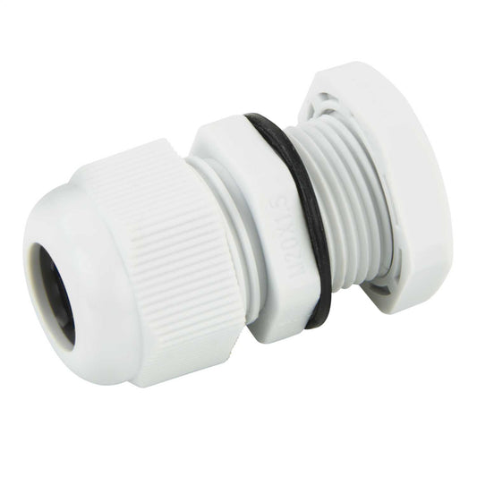 MCG 20mm IP68 Long Thread Compression Gland with Locknut White (Pack of 10)