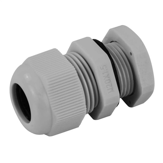 MCG 20mm IP68 Long Thread Wide Compression Gland with Locknut Grey (Pack of 10)