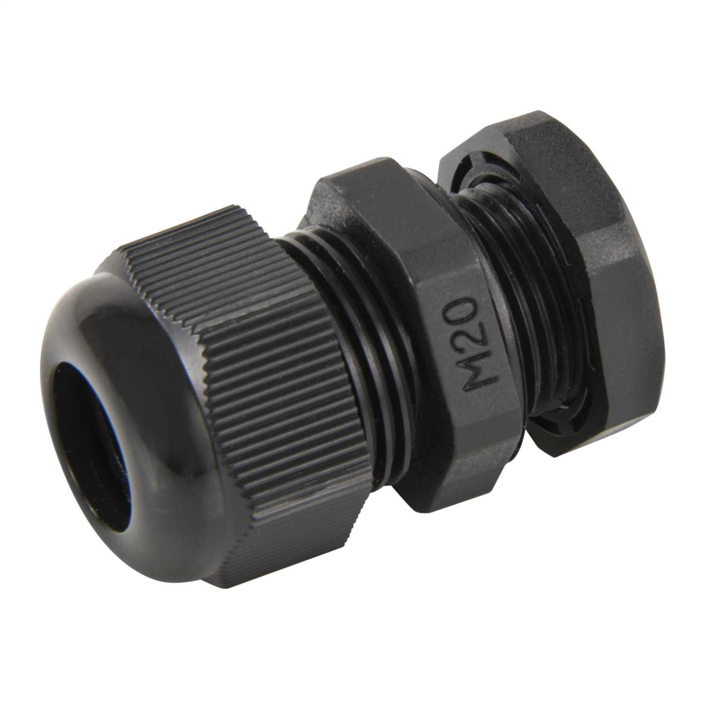 MCG 20mm IP68 Long Thread Wide Compression Gland with Locknut Black (Pack of 10)