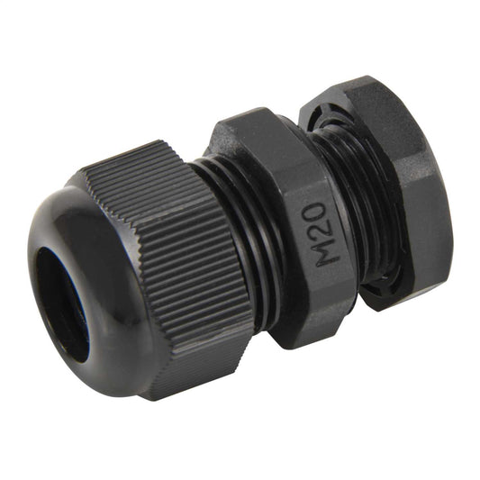 MCG 20mm IP68 Long Thread Wide Compression Gland with Locknut Black (Pack of 10)