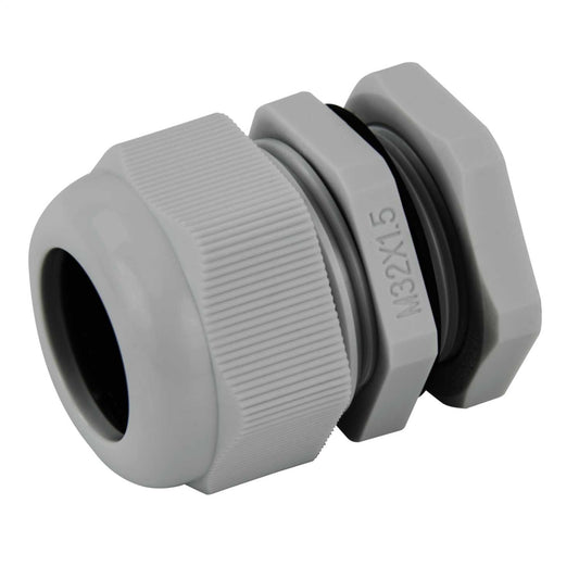 MCG 32mm IP68 Long Thread Wide Compression Gland with Locknut Grey (Pack of 10)