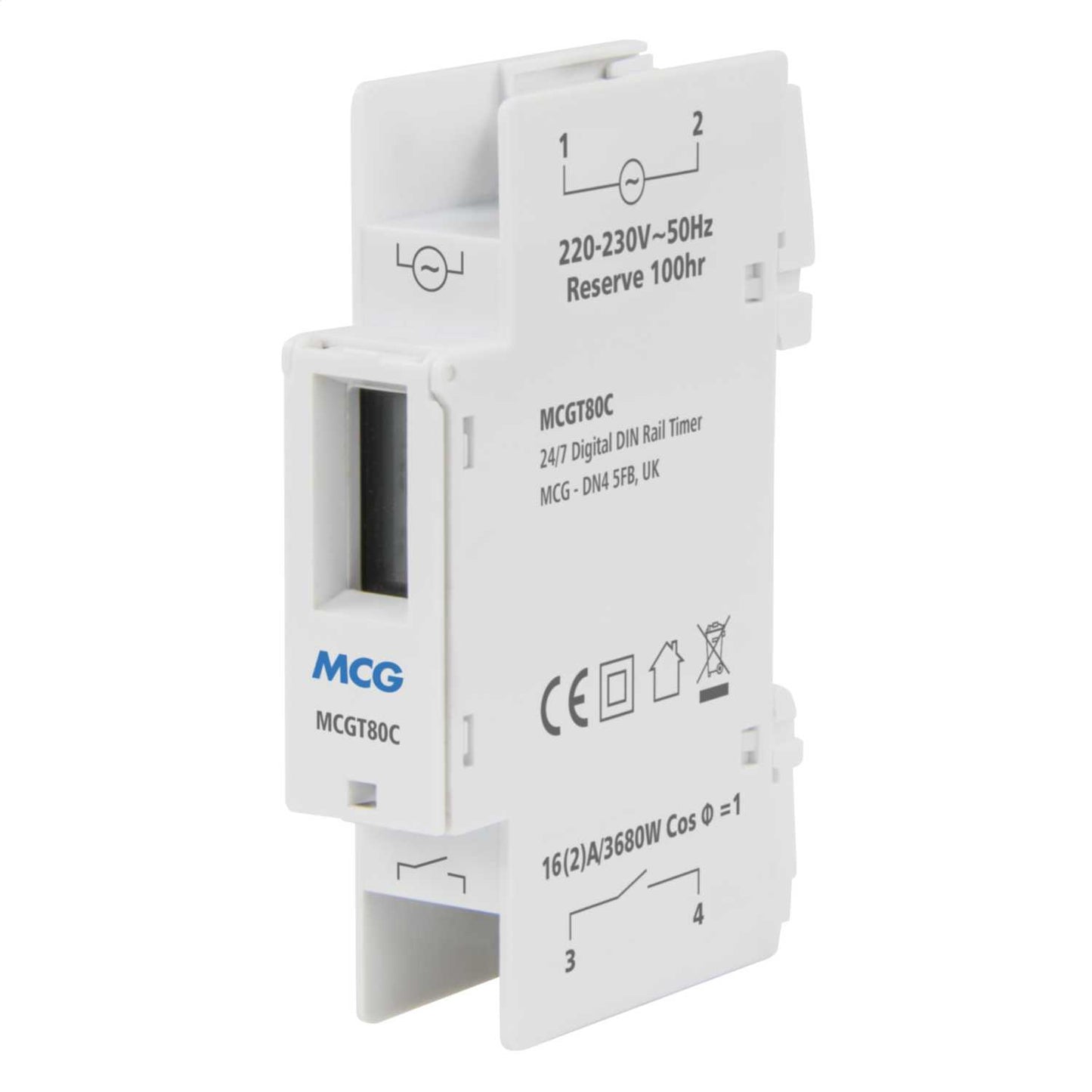 MCG 24 Hour 7 Day Single Channel 1 Module Digital DIN Rail Timer