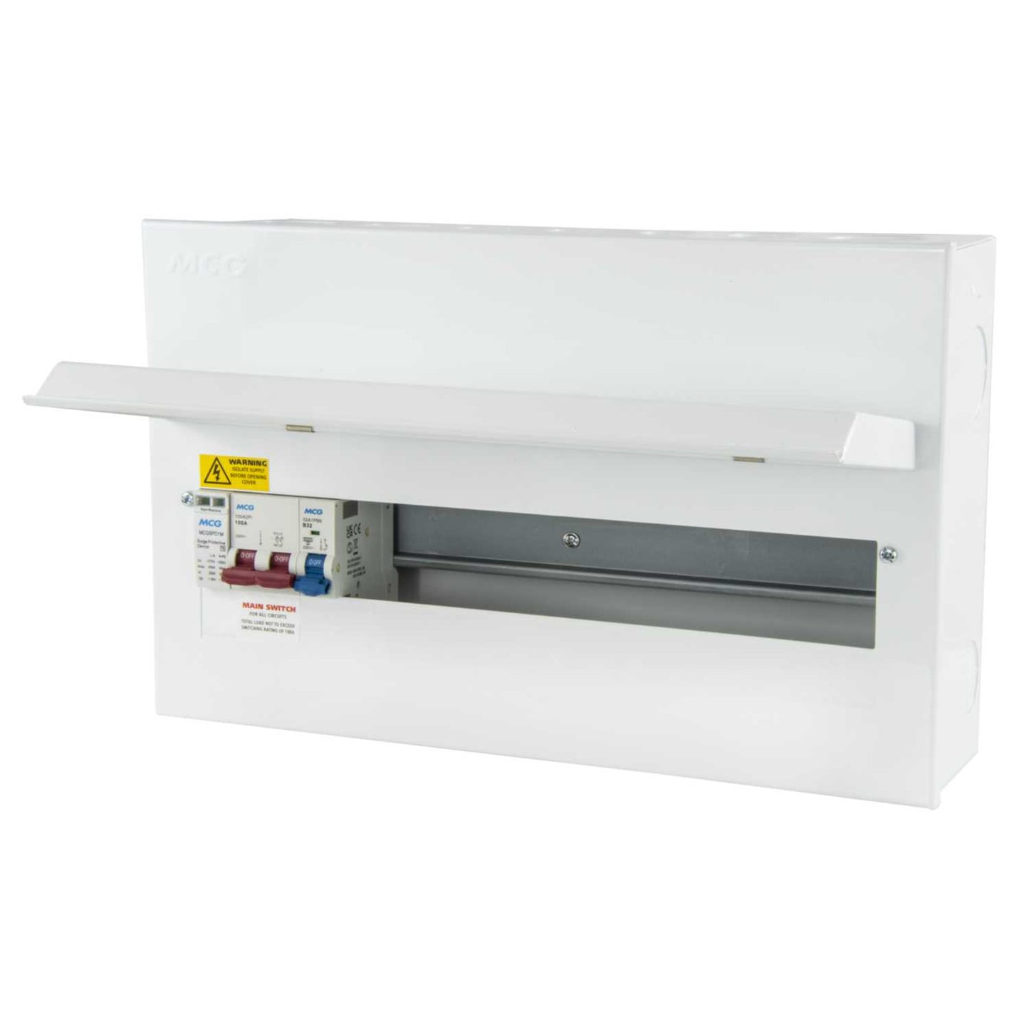 MCG 14 Way 100A Isolator Incomer Metal Clad Consumer Unit Pre-Wired SPD