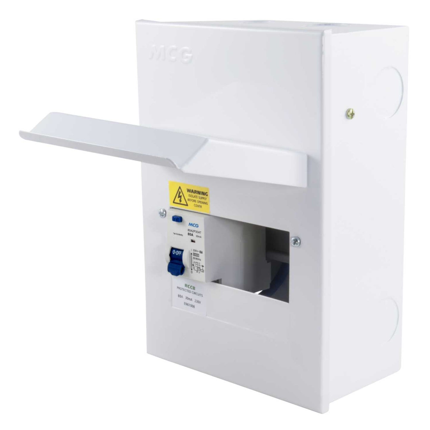 MCG 4 Way 80A 30mA Type A RCD Incomer Metal Clad Consumer Unit