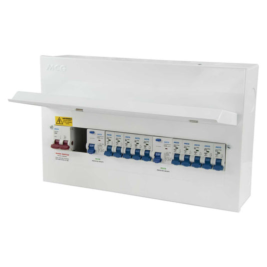 MCG 2+5+5 Dual 100A Type A RCD High Integrity Metal Clad Consumer Unit and 10 x MCBs