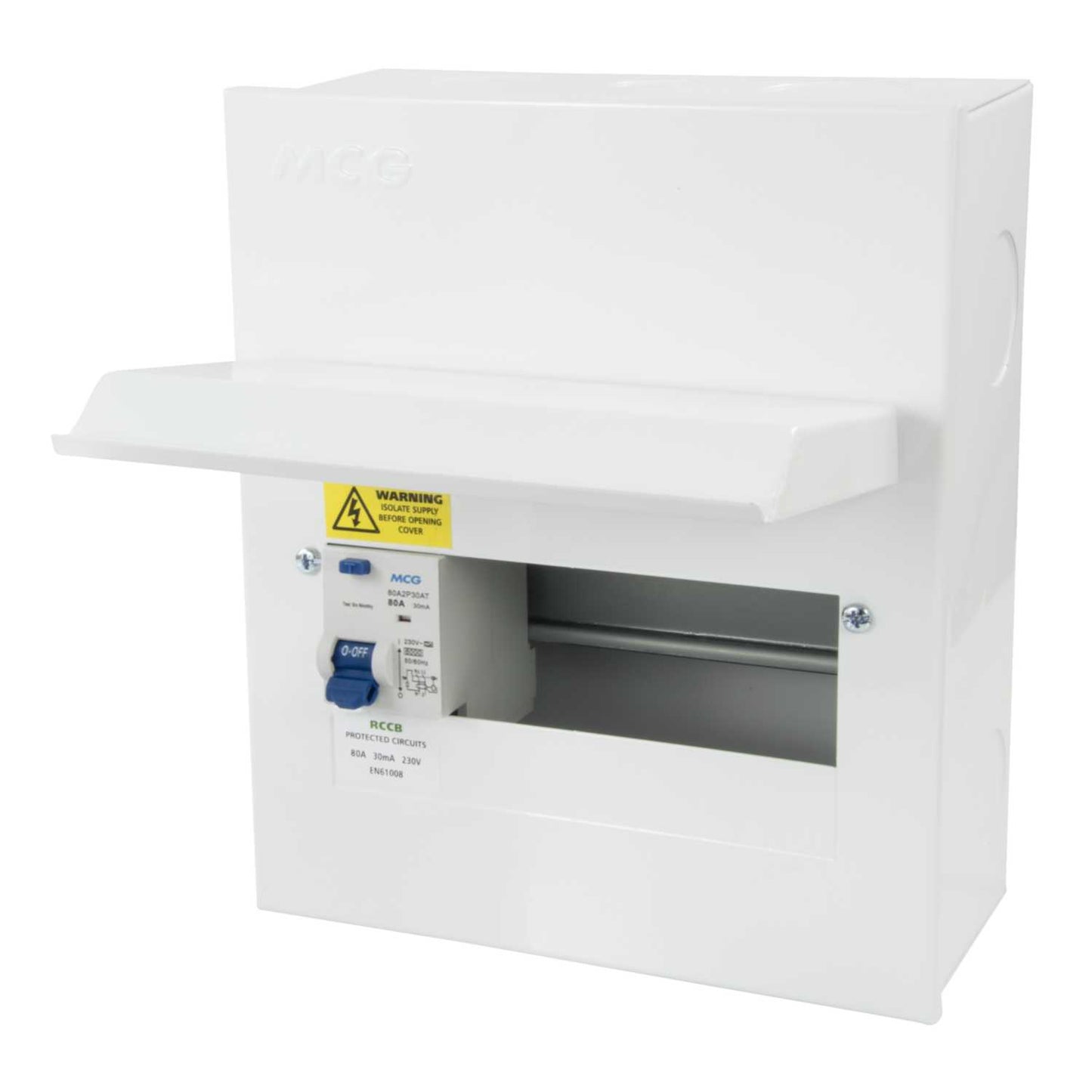 MCG 6 Way 80A 30mA Type A RCD Incomer Metal Clad Consumer Unit