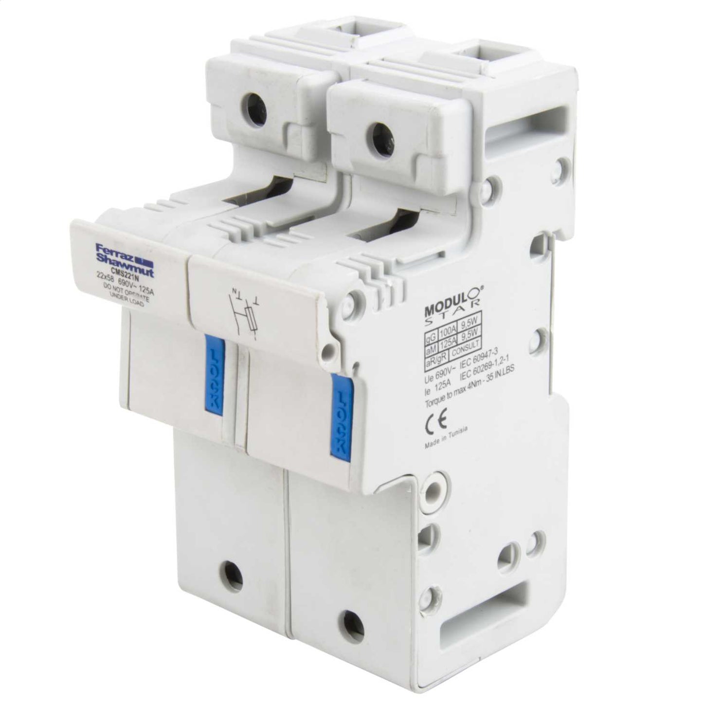 125A MS Modular Fuse Holder Neutral Link Grey (Sold in 1's)