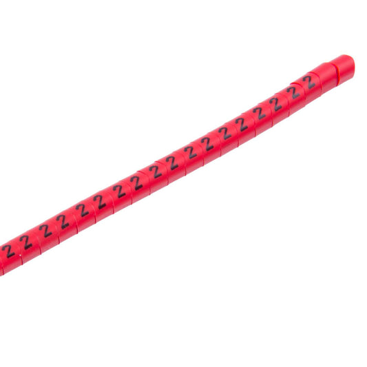 MCG Cable Marker Strip 2 Black on Red 2.2 to 5mm (500 Per Reel)