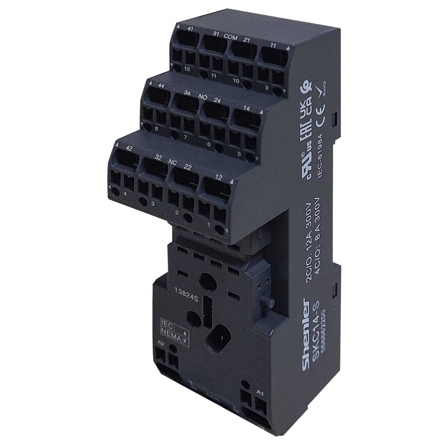 Shenler SKC14-S 14 Pin 4PCO Plug In Minature Relay Base with Push-In Terminals