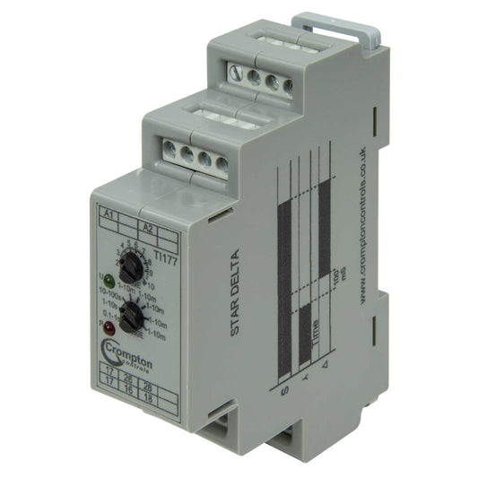 Crompton Star Delta 12 to 250V AC / DC Multi Voltage DIN Rail Timer