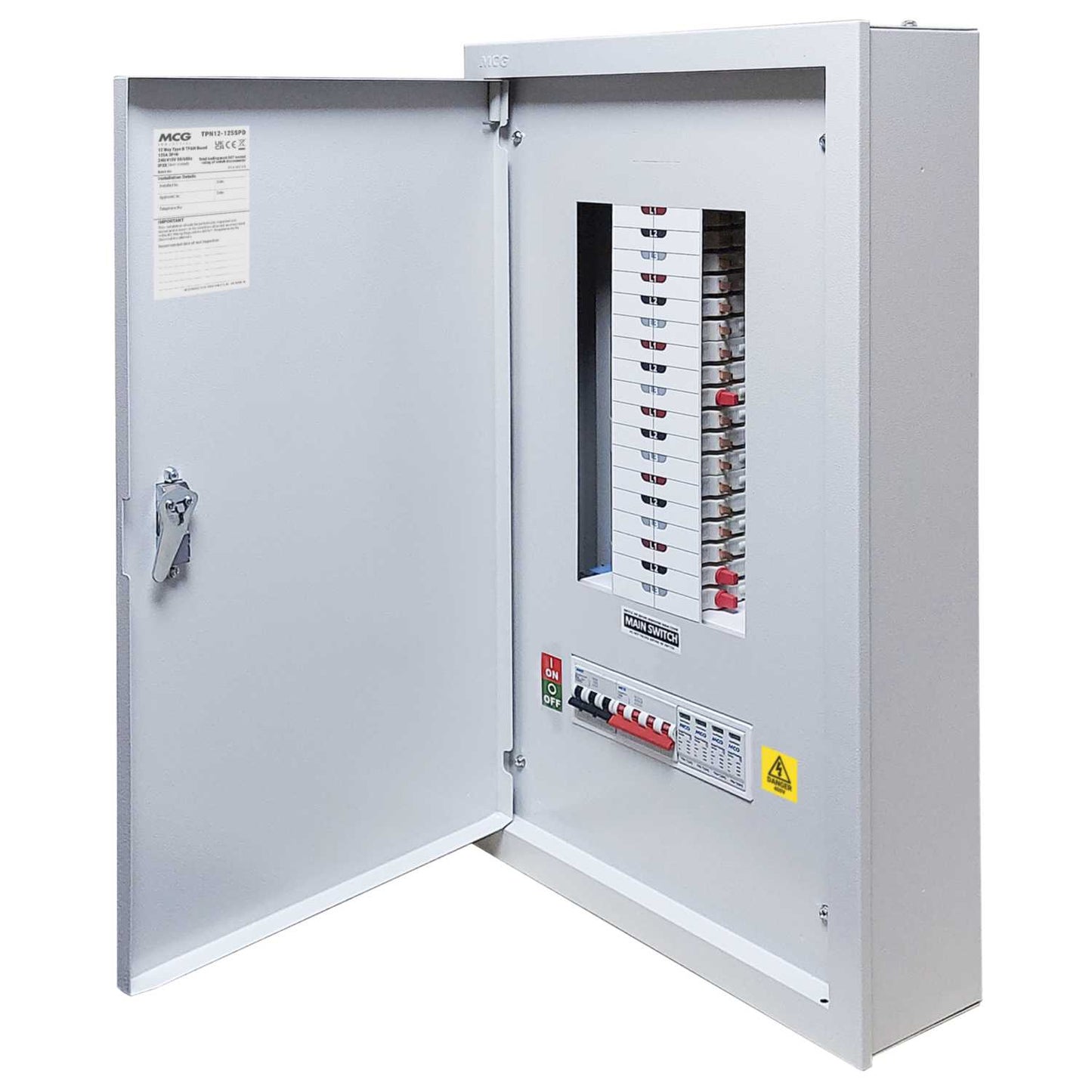 MCG 12 Way TP+N Type B Distribution Board c/w 125A Incomer and Type 2 SPD and TP MCB