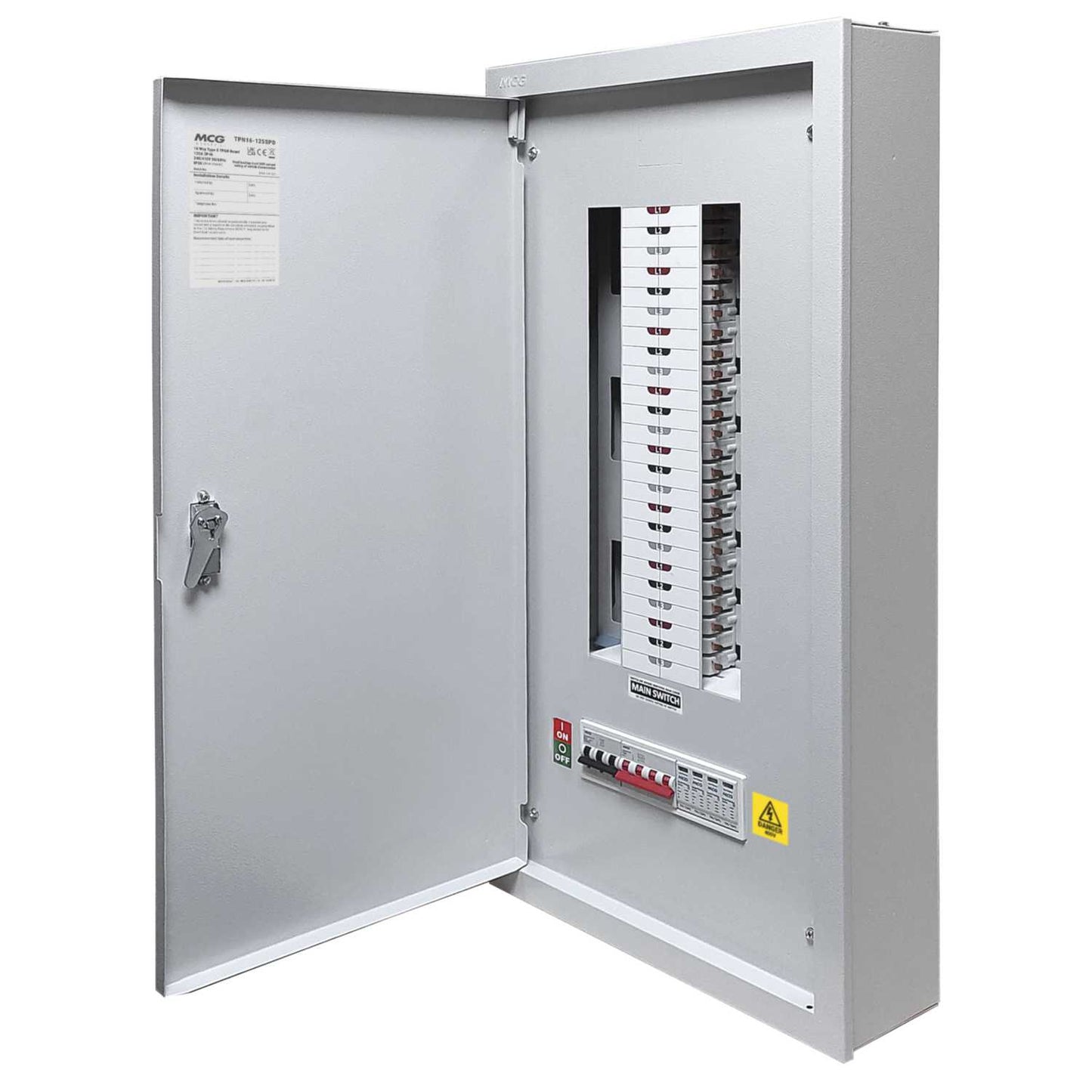 MCG 16 Way TP+N Type B Distribution Board c/w 125A Incomer and Type 2 SPD and TP MCB
