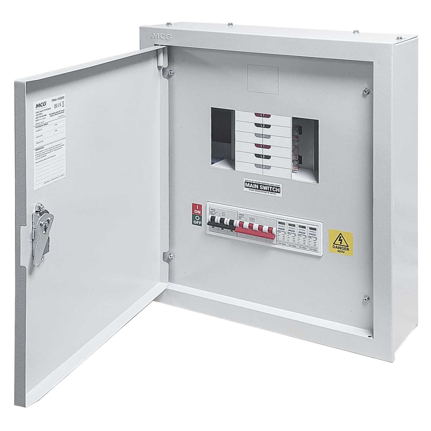 MCG 4 Way TP+N Type B Distribution Board c/w 125A Incomer and Type 2 SPD and TP MCB