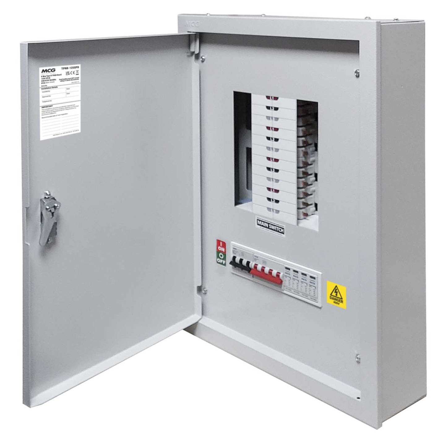MCG 8 Way TP+N Type B Distribution Board c/w 125A Incomer and Type 2 SPD and TP MCB