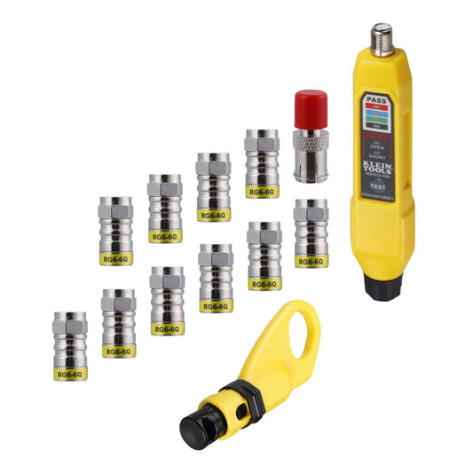 Klein Coaxial Push On F Type Connector Installation and Test Kit
