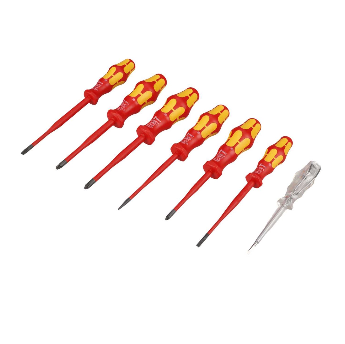 Wera 7 Piece Kraftform Plus Series 100 VDE Slim Tip Screwdriver Set