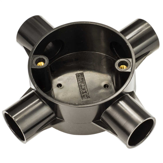 20mm PVC Conduit 4 Way Box Black (Sold in 1's)