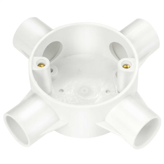 20mm PVC Conduit 4 Way Box White (Sold in 1's)