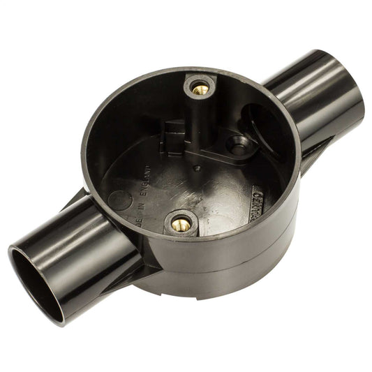 25mm PVC Conduit Through Box Black (Sold in 1's)