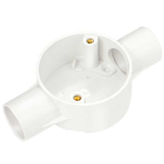 25mm PVC Conduit Through Box White (Sold in 1's)