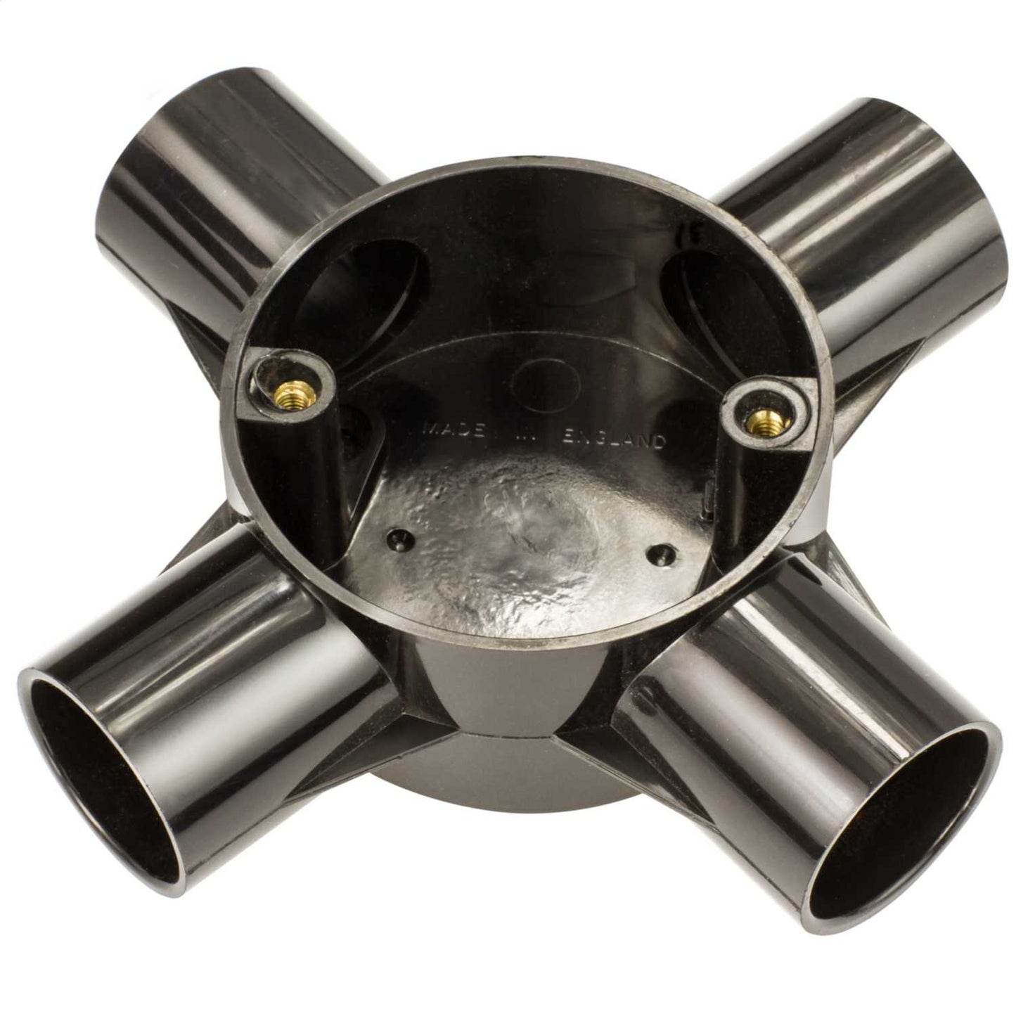 25mm PVC Conduit 4 Way Box Black (Sold in 1's)