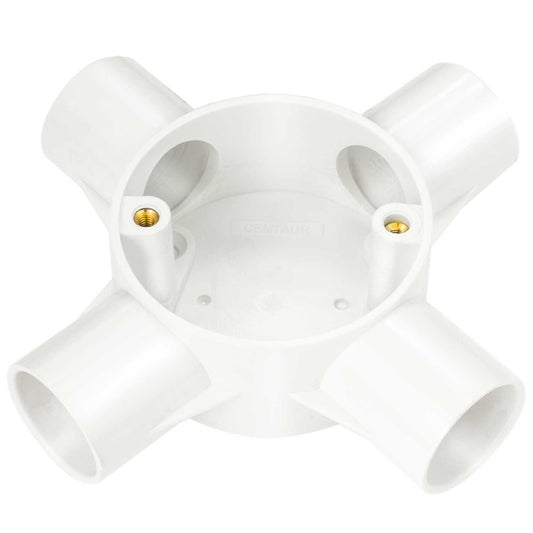 25mm PVC Conduit 4 Way Box White (Sold in 1's)