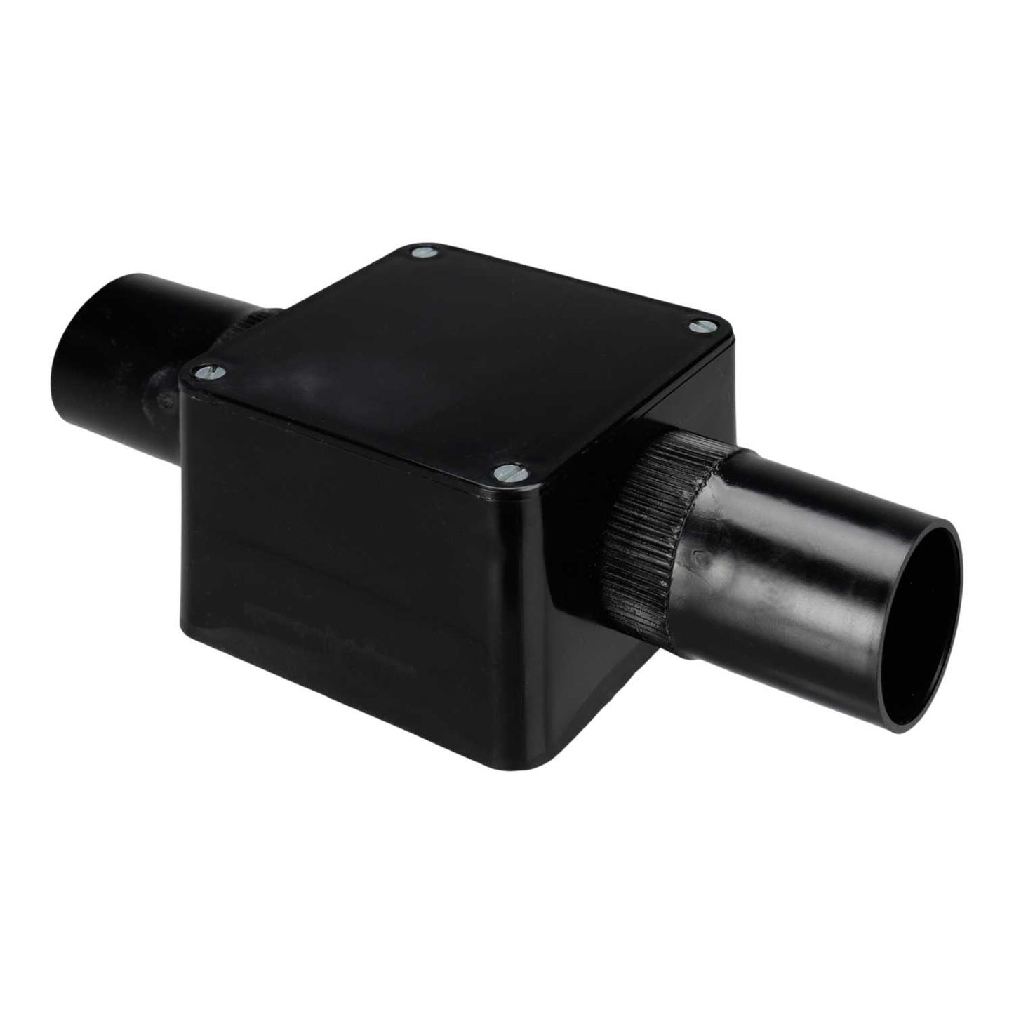 32mm PVC Conduit Through Box Black (Sold in 1's)