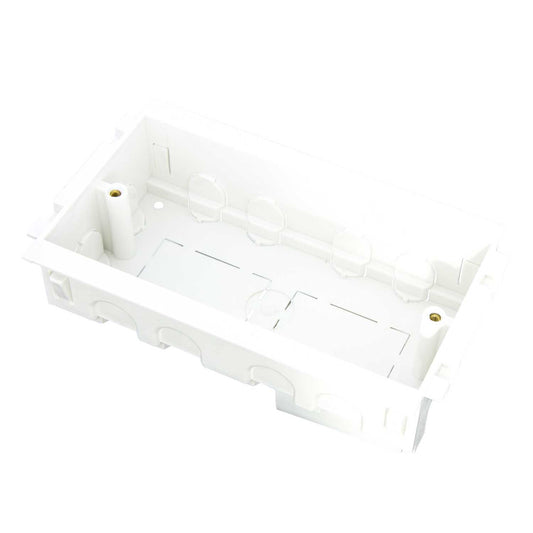 2 Gang 40mm Cat 6 Back Box for Trunking White (Sold in 1's)