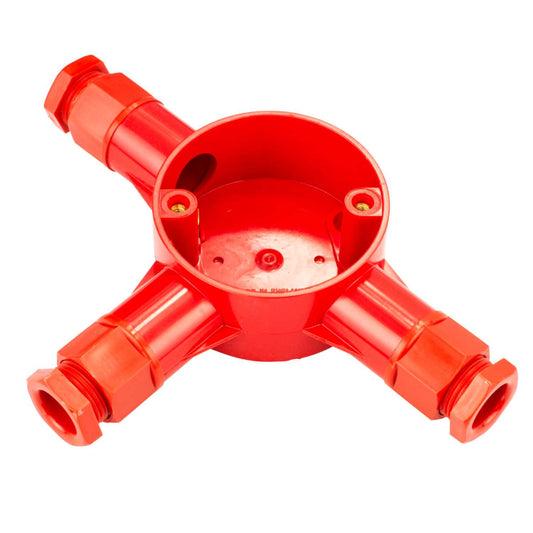 20mm PVC Conduit Tee Box Red with Glands (Sold in 1's)
