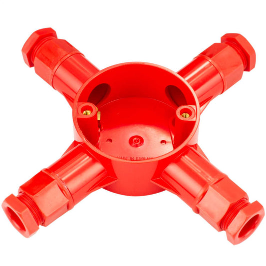 20mm PVC Conduit 4 Way Box Red with Glands (Sold in 1's)