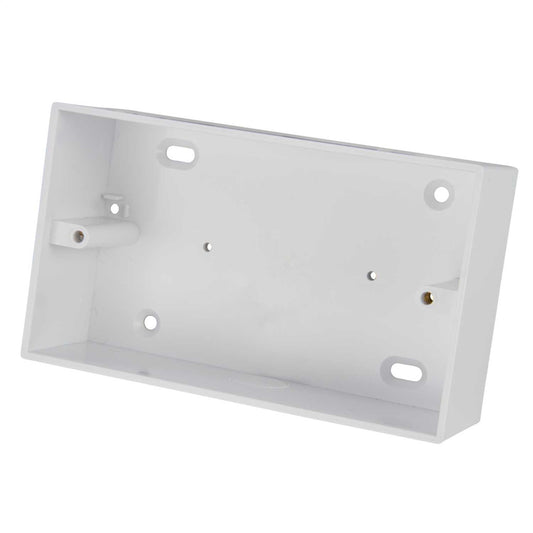 Centaur 2 Gang 44mm PVC Surface Box Square Corners 20mm KO White