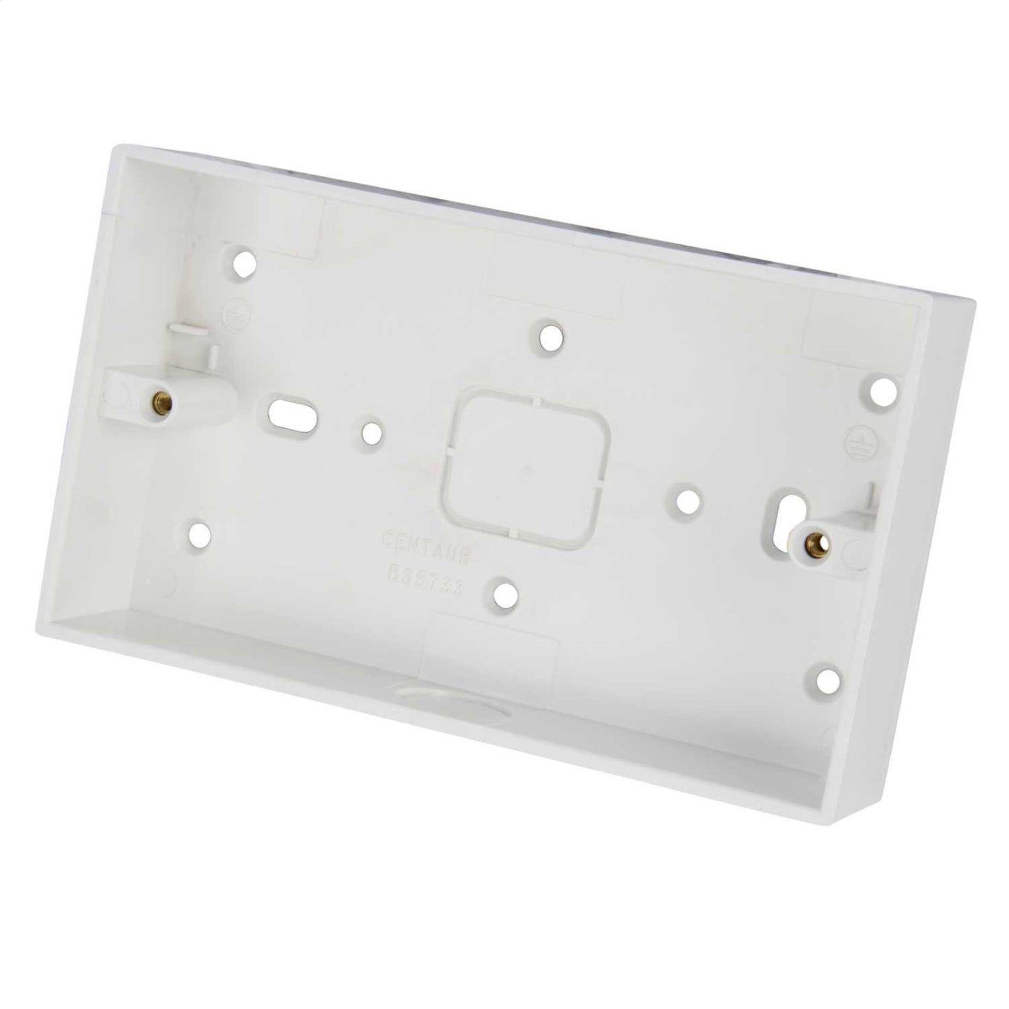 Centaur 2 Gang 32mm PVC Surface Box Square Corners 20mm KO White