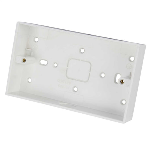 Centaur 2 Gang 32mm PVC Surface Box Square Corners 20mm KO White